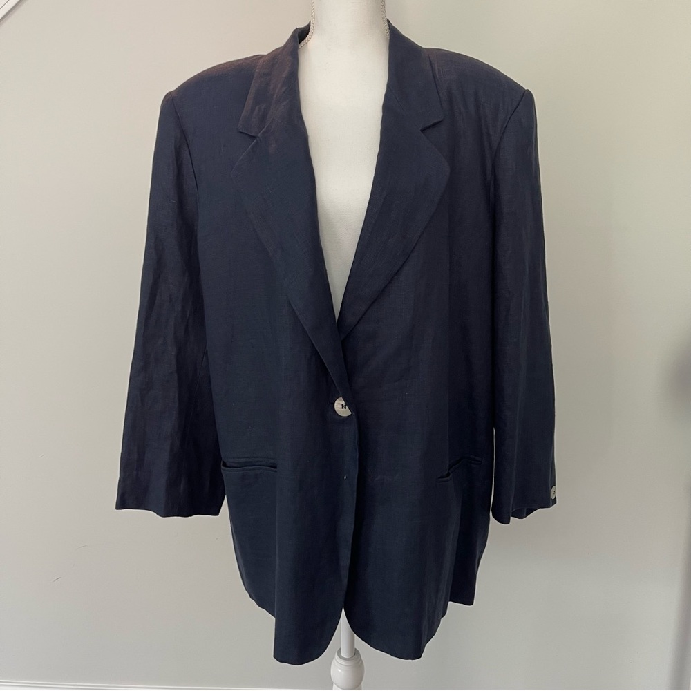 Classic Linen Navy Blue Blazer